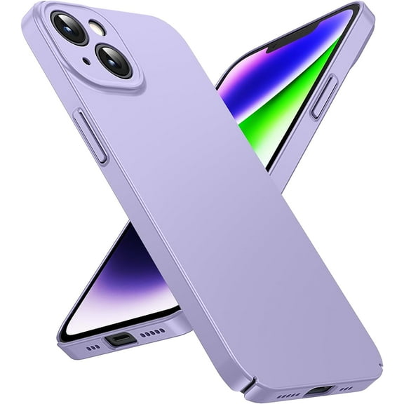 OriginalFit Slim Case for iPhone 14 6.1'', Ultra Thin Sturdy Protective Phone Case with Full Camera Protection & Anti-Scratch & No Fingerprint Hard Matte Back Cover, Silky-Touch, Lightpurple