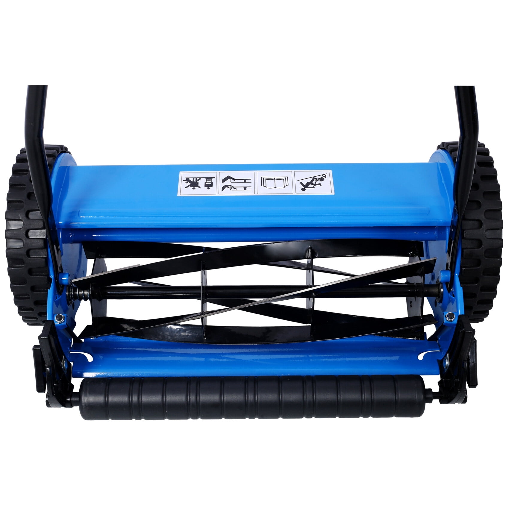 14-Inch 5-Blade Push Reel Lawn Mower with Grass Catcher, Eco-Friendly Silent Mower with Adjustable Blade Height, for Yards, Lawns, Blue