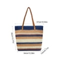 thumbnail image 3 of Linnome Striped Woven Straw Beach Tote Bag Large Capacity Summer Carryall Handbag Color Block Weave Shopping Shoulder Bag for Seaside Vacation Daily Outdoor Outings, 3 of 6