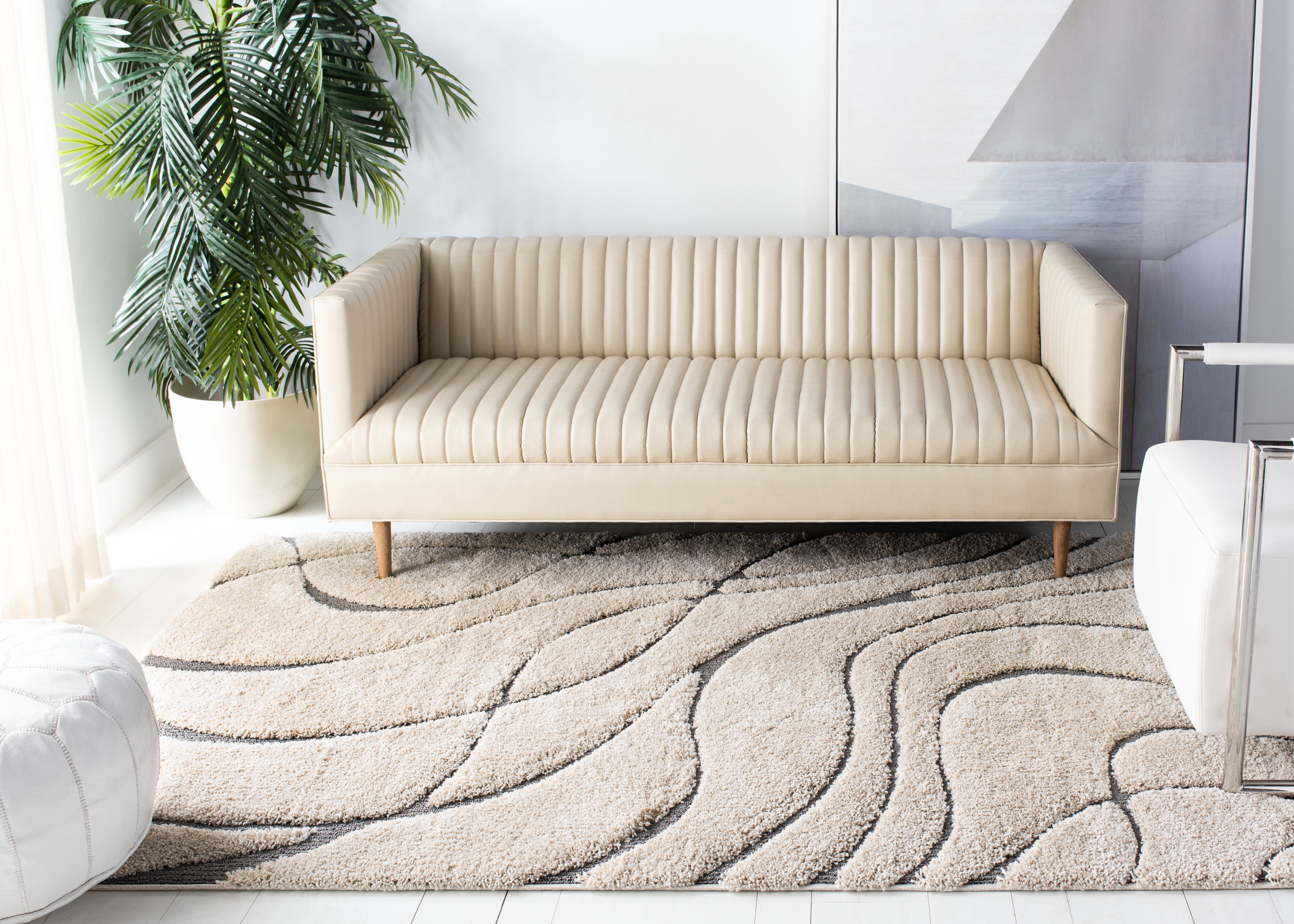 Safavieh Florida Tamzen Abstract Shag Area Rug, Cream/Gray, 3' x 3' Square