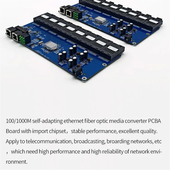 Gigabit Ethernet Fiber Switch Media Converter 8 Fiber Port 2 RJ45 Fiber Port Optical Transceiver 20KM SC Single Mode(B)