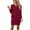 Red, variant on COSFO Green Dresses for Womenfall Solid Casual Crew Neck Long Sleeve Mini Dresses Slim Belted A-Line Dresses