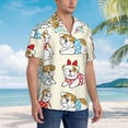 thumbnail image 3 of Bingfone Men's Short Sleeve Button Down Shirts Hawaiian Cute Bull Dog Printed Beach Shirt, 3 of 7