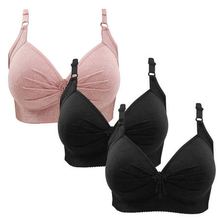 Seamless Bras for Women No Underwire Comfort Push Up Wireless Bra Ndbuld 3pc Woman s Lace Flower Gathered Together Large Size Daily Bra Underwear No Rims Early Access Deals Pink XL