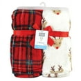 thumbnail image 2 of Hudson Baby Unisex Baby Silky Plush and Coral Fleece Blanket, Rudolph, 30x36 inches, 2 of 4
