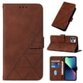 thumbnail image 1 of Embossed Wallet Case for iPhone 14 Pro Max, Magnetic Clasp Card Slots Holder Luxury Business PU Leather Flip Folio Cover with Kickstand Wireless Charging Case for iPhone 14 Pro Max, Brown, 1 of 7
