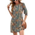 thumbnail image 2 of Vestido LUYAA Boho Floral de manga 3/4 para mujer Summer M, 2 of 6
