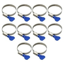 Anxingo 10-Pack Stainless Steel Hose Clamp Thumb Screw Key-Type Adjustable Hose Clamp 32-50 mm (1-1/4" to 2"), 9mm Bandwidth for Plumbing Automotive