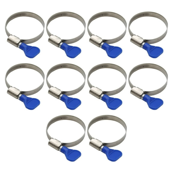 Anxingo 10-Pack Stainless Steel Hose Clamp Thumb Screw Key-Type Adjustable Hose Clamp 32-50 mm (1-1/4" to 2"), 9mm Bandwidth for Plumbing Automotive