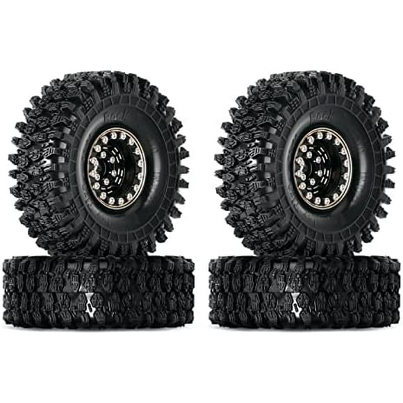 1.0 Brass Beadlock Tires Set 4PCS Tires for 1/18 TRX4M 1/24 RC Crawler Car Axial SCX24 FMS FCX24 Gladiator Bronco C10 JLU Deadbolt B17 Upgrade (W1005-T1011)
