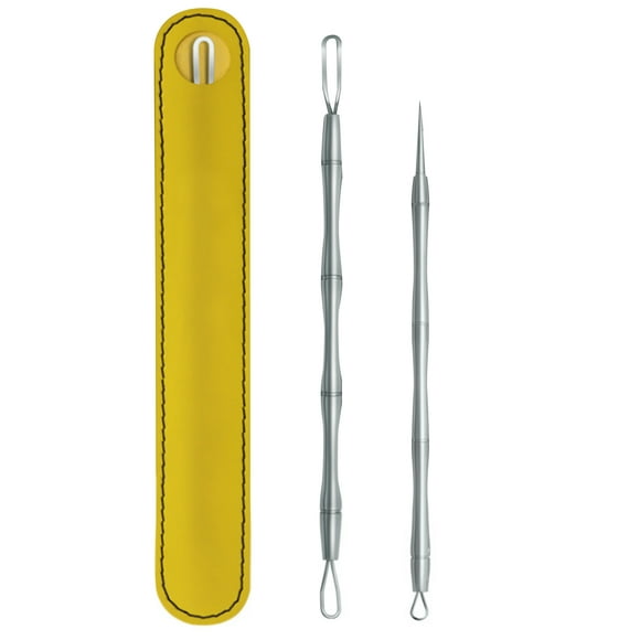 Yeacher 2PCS Pimple Comedone Extractor Tool Acne Removal Kit for Pimples Blackheads Blemish Whitehead Removing Facial Skin Care Tools with Storage Case