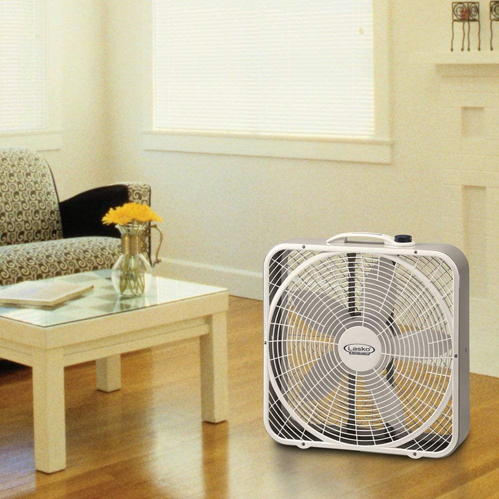 Lasko Weather-Shield Performance Box Fan 3720 - Wind Ring System, 3 Speeds - 20 Inch