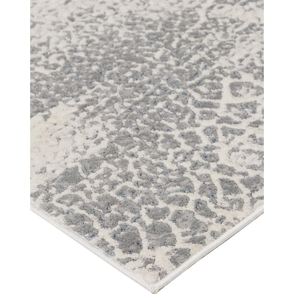 7' X 10' Gray Blue And Ivory Abstract Stain Resistant Area Rug