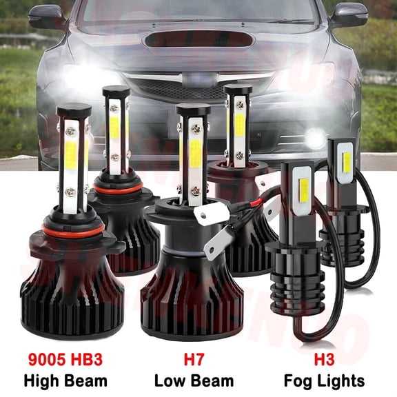 9005 H7 High&Low Beam for Subaru Tribeca 2008 2009 2010 2011 2012 2013 2014 LED Headlights H3 Fog Lights 6pcs