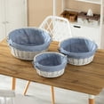 thumbnail image 6 of Traditional White Round Willow Gift Basket with Blue and White Gingham Liner and Sturdy Foldable Handles, Food Snacks Storage Basket, Small, 6 of 7