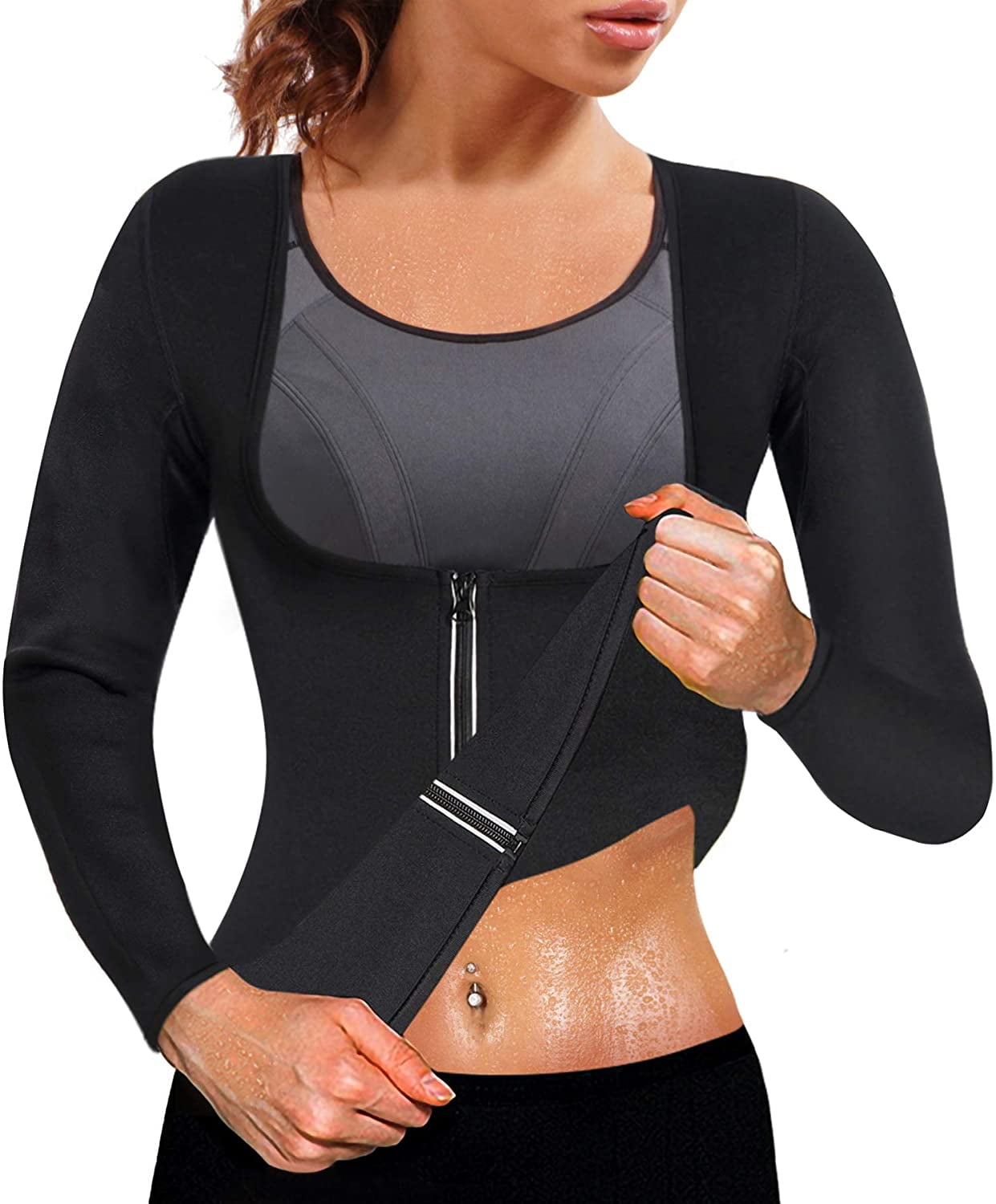 Women Hot Sweat Weight Loss Shirt Neoprene Body Shaper Sauna Jacket Suit Workout 