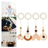 Lovehome Baby Gym Toy Wooden Baby Teething Ring Pendant Rattles Baby Hanging Pram Toy 4pc
