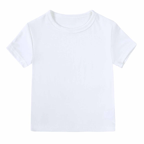 T-Shirt for Toddler Boys Girls Cute Crew Neck Short Sleeve Tops Solid Color Casual Loose Fit Basic Tee (1 Years, White)
