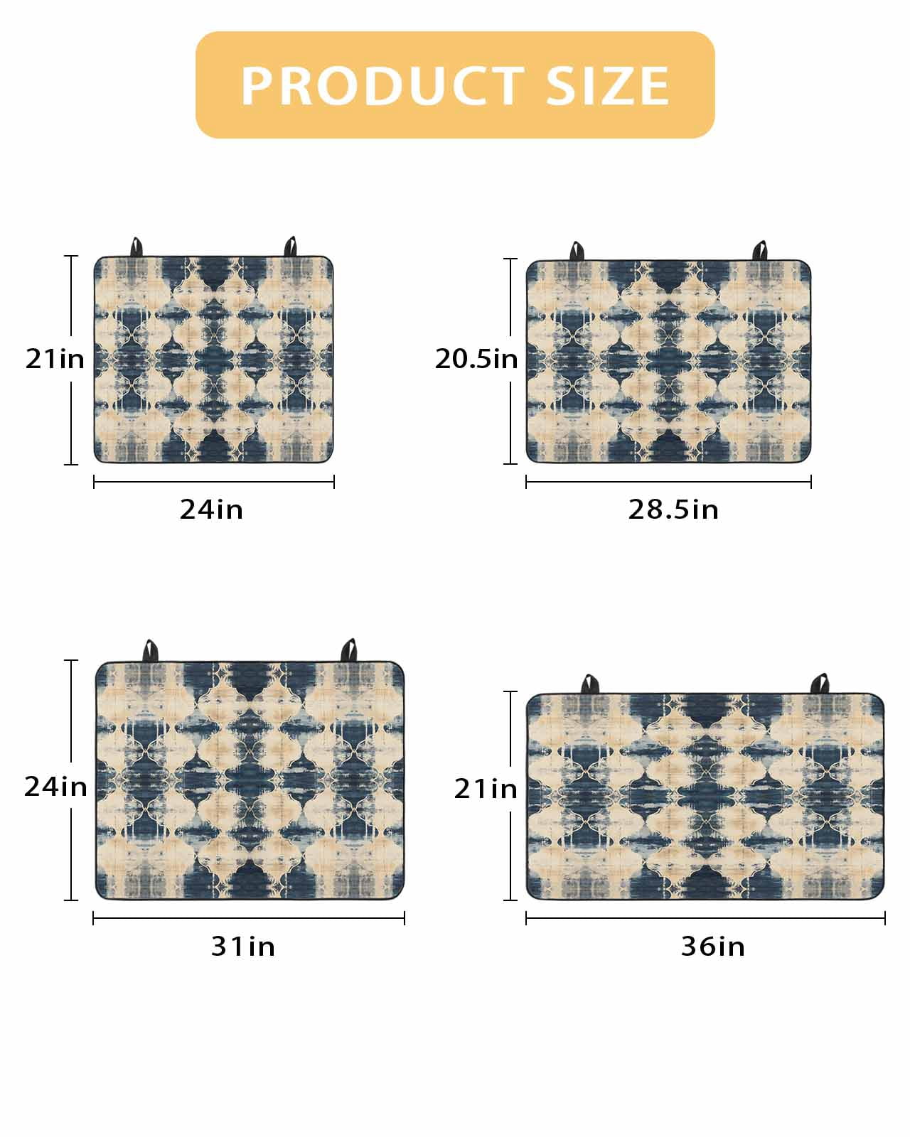 nqOlkjepod Large Induction Cooktop Protector Mat 36"x21", Dark Blue Boho Stove Top Covers for Electric Stove, Vintage Shabby Chic Abstract Motifs Stove Burner Cover Mats, Glass Top Stove Cover
