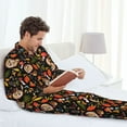 thumbnail image 6 of Salouo Owl And Leaves Print Button-Front Long Sleeve Pajama Set for Men, Soft 2Pjs Men's Long Sleeve Sleepwear-XX-Large, 6 of 7