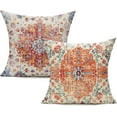 thumbnail image 2 of Outdoor Boho Decorative Throw Pillow Covers 18x18 Set of 2 Spring Farmhouse Vintage Rust Coral Orange Cushion Cover Home Decor for Living Room Bedroom Bed Cushion Cases, 2 of 5