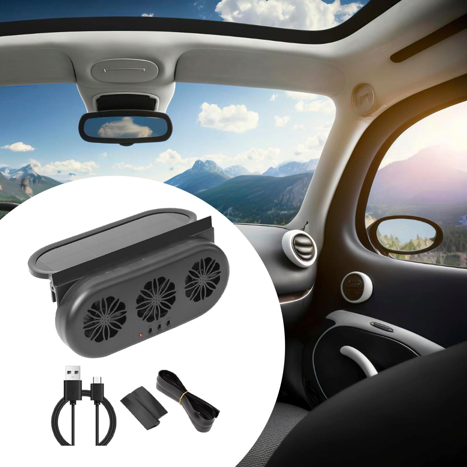 Baoblaze Car Solar Powered Window Exhaust Fan Portable Fan Vehicle Cooling Fan Black