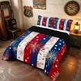 thumbnail image 2 of Manfei Firework Star Stripe Queen Comforter Set, Patriotic July 4th Comforter Sets Queen, Red White Blue Gold, Black Reversible 3pcs, 1 Comforter and 2 Pillowcases, 2 of 6