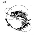 thumbnail image 2 of Vinilo con silueta de pesca creativa CTCM de 15 cm a 15 cm, decoración en negro y plateado, s9-0719, adhesivo impermeable para coche, 2 of 4