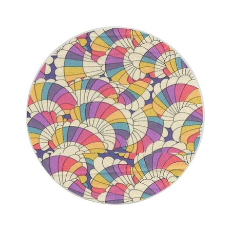 

Circular Drink Coasters Set Rainbow Hot Air Balloon Beautiful Home Decor Diatomite Heat-Resistant Diatomite Protect Table Countertop