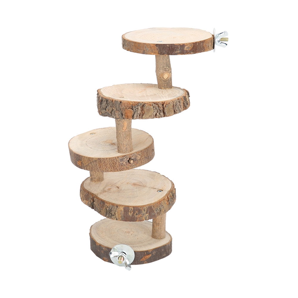 Riousery Wooden 5-Layer Climbing Ladder Stairs Toy for Hamster Parrot Perches Small Animal Activity Center Cage Accessories Chew Toy, 8 x 6 x 6 inches / 20.3 x 15.2 x 15.2 cm