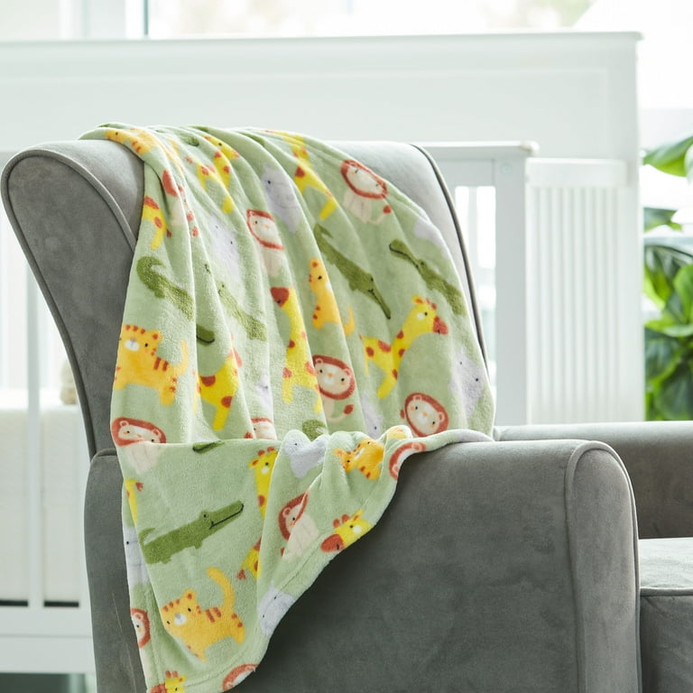 Parent s Choice Printed Jungle Green Super Soft Plush Baby Blanket Walmart