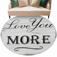thumbnail image 2 of Round Area Rug 5 Ft, Valentine's Day Washable Non-Slip Circle Carpet for Living Room/Bedroom, Love You Vintage Wood Stripes Gray Low-Profile Runner Mats Collection Rugs for Indoor, 2 of 7