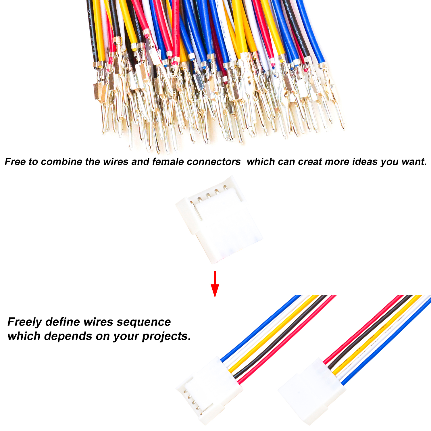 Keszoox JST VH 3.96mm Male Female Cable Connector Kit 20AWG Premium Pre-Crimped Cables