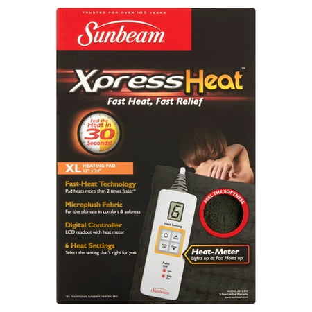 Sunbeam XpressHeat XL Microplush Heating Pad with Fast-Heat Technology (002013-912-000)