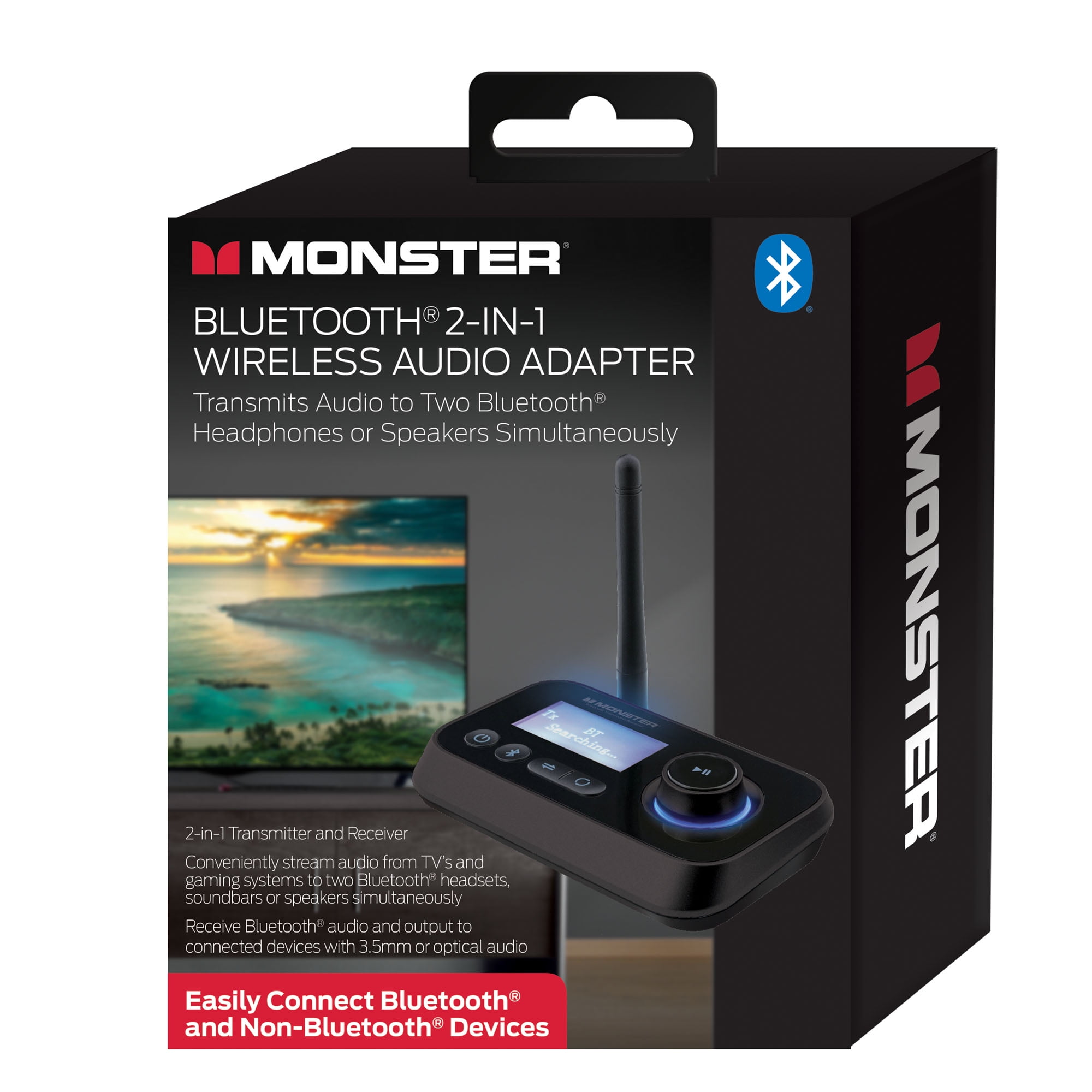 Over het algemeen Stun Fraude Monster 2 In 1 Bluetooth Wireless Audio Adapter, Transmitter/Receiver, Turn  Non-Bluetooth Devices Compatible - Walmart.com