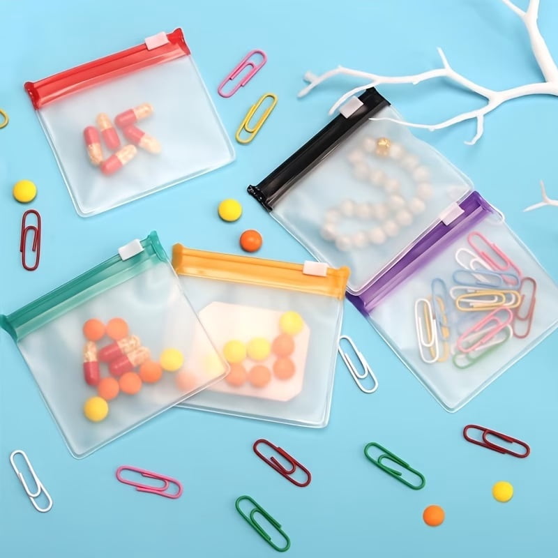 28pcs Reusable Zipper Pill Bags Set - Translucent Medication Organizer with Slide Lock for Pills and Small Items - 7 Color Options