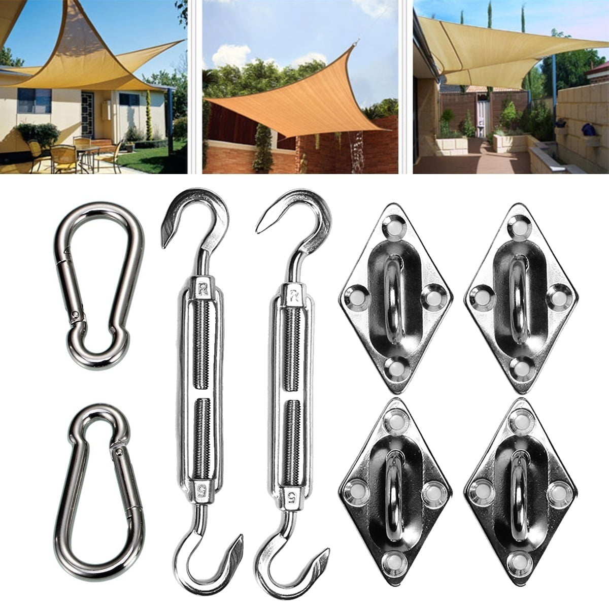 8 Pieces Stainless Steel Camping Tent Sun Sail Shade Canopy Fixing