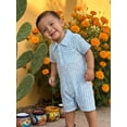 thumbnail image 6 of Cenuakty Baby Boy Plaid Romper Collared Short Sleeve Shorts Jumpsuit Casual Summer Clothes, 6 of 9