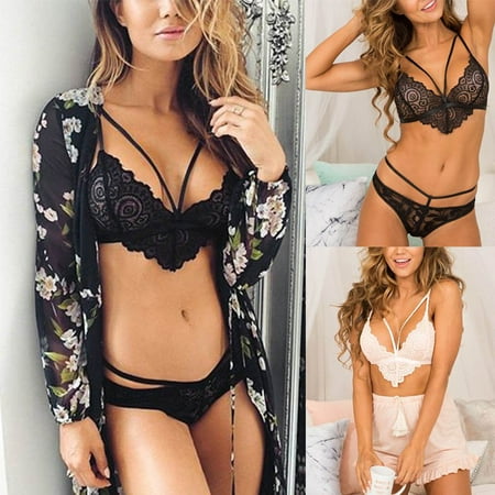 EFINNY Sexy Women Floral Lace Bra Triangle Crop Top