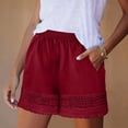 thumbnail image 6 of Womens Casual Shorts JIANLAI Fashionable Lightweight Lace-Decorated Shorts, Stretch High-Waisted Shorts, Fluffy Shorts, Summer Suit with Pockets S-XXXL Wine Red, 6 of 8