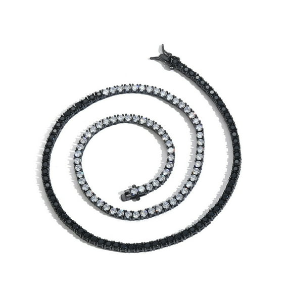 3MM White/Black Tennis Necklace for Women 18K Gold Plated Round Cut Lab Diamond Necklace Chain CZ Necklaces for Women Party Prom Gemstone Necklaces