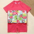 thumbnail image 5 of GYRATEDREAM Baby Toddler Girls Boys Float Suit One Piece Rashguard Cartoon Short Sleeve Zip up Buoyancy Swimsuit 2-9T, 5 of 7