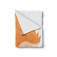 thumbnail image 2 of Fox Soft Flannel Fleece Throw Blanket, Simplistic Funny Illustration of Smiling Happy Animal Face, Cozy Plush for Indoor and Outdoor Use, 50" x 70", Apricot Peach, by Ambesonne, 2 of 5