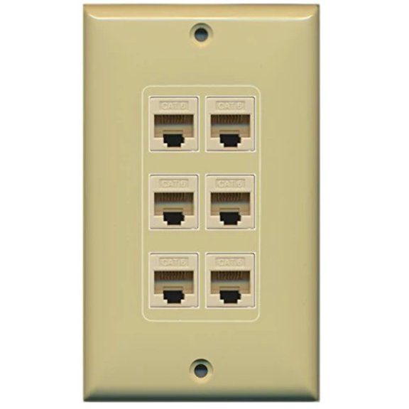 RiteAV (1 Gang Decorative 6 Cat6 Ivory Wall Plate Ivory
