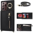 thumbnail image 5 of Samsung Galaxy Note 20 Ultra 5G Phone Case for Women with Card Holder,Note 20 Ultra Case Wallet Crossbody Lanyard with Strap,Credit Card Slots Kickstand Case with Ring Holder,6.9 Inch,Black, 5 of 14