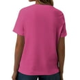 thumbnail image 5 of Zekutng Womens Tops Summer Solid T-Shirt Short Sleeve Casual Blouse,Sizes S-5XL, 5 of 5