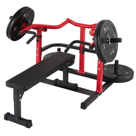 Chest Press Machine with Independent Arms & Adjustable Flat Bench, Heavy-Duty Home Gym Strength Trainer with Smooth Bearings for Chest, AB Workout