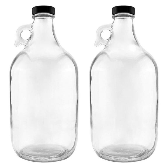 Werqueid Glass Handled Jugs, Half-Gallon, Clear, Pack of 2