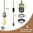 thumbnail image 2 of Unique Bargains 15.4Ft Pendant Light Cord Kit, Plug in E26 Socket Hanging Light with Switch Industrial Vintage Twisted Rope, Bronze, 2 of 7