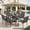 Khaki Stackable Chairs, variant on SOLAURA 6-Piece Outdoor Patio Dining Set with Umbrella, Patio Furniture Set with Textilene Chairs, Metal Square Dining Table and Sky Blue Umbrella for 4 People, Black
